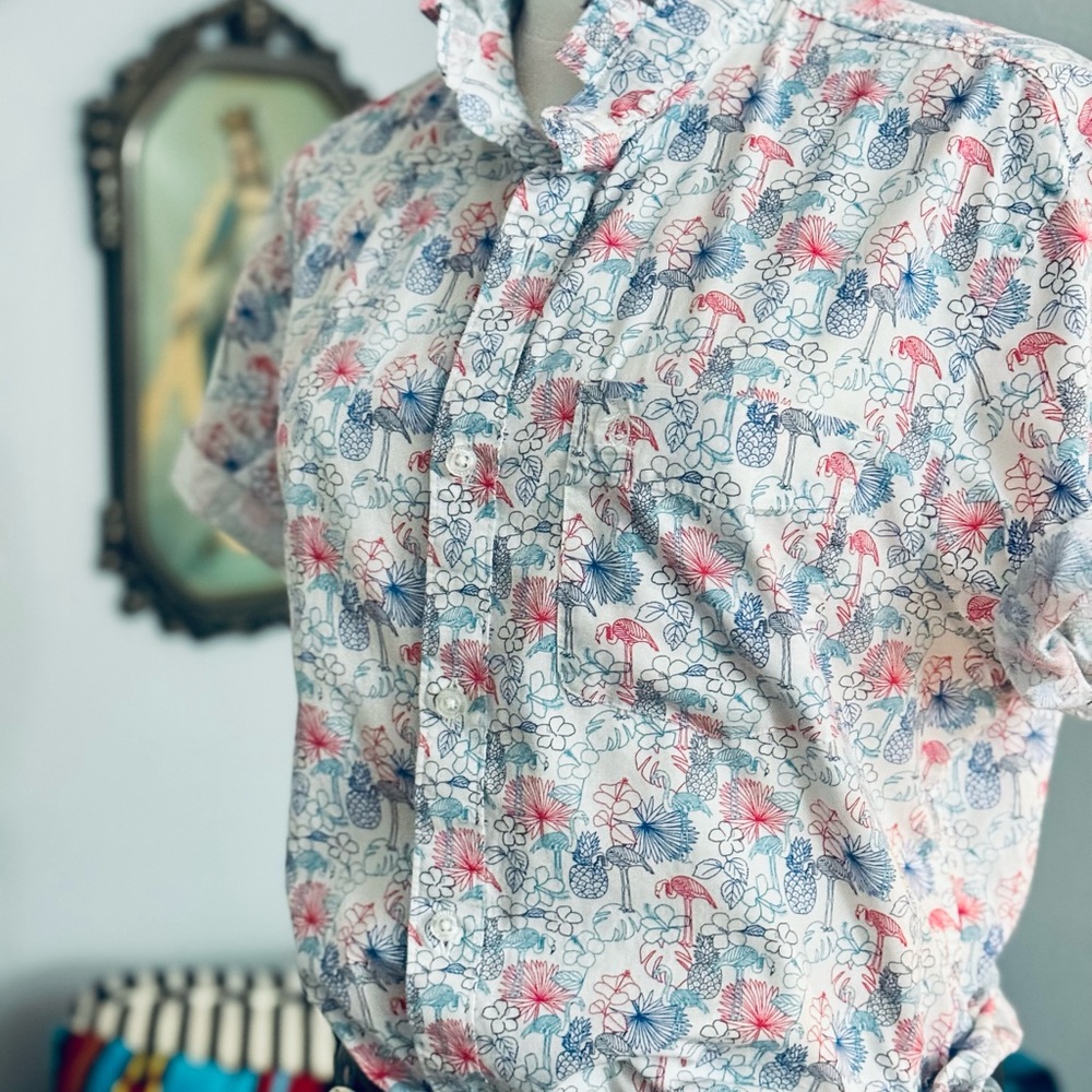 Floral Ruffle Button Down Shirt - Picture 4 of 8